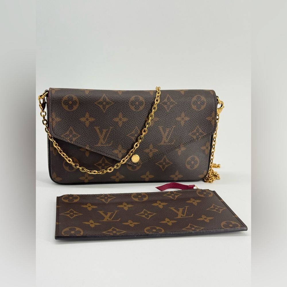 Louis Vuitton Pochette Felicie Brown Monogram Canvas Bag with pouch